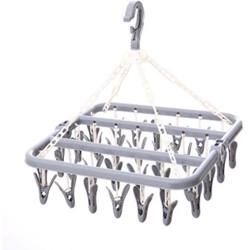 foto del prodotto sock drying rack, sock drying rack, clothes drying racks, folding indoor drying rack with 32 plastic clothes pegs for socks, underwear and clothes