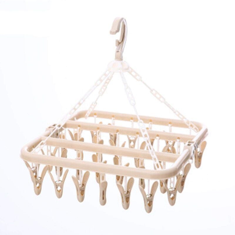foto del prodotto sock drying rack, sock drying rack, clothes drying racks, folding indoor drying rack with 32 plastic clothes pegs for socks, underwear and clothes