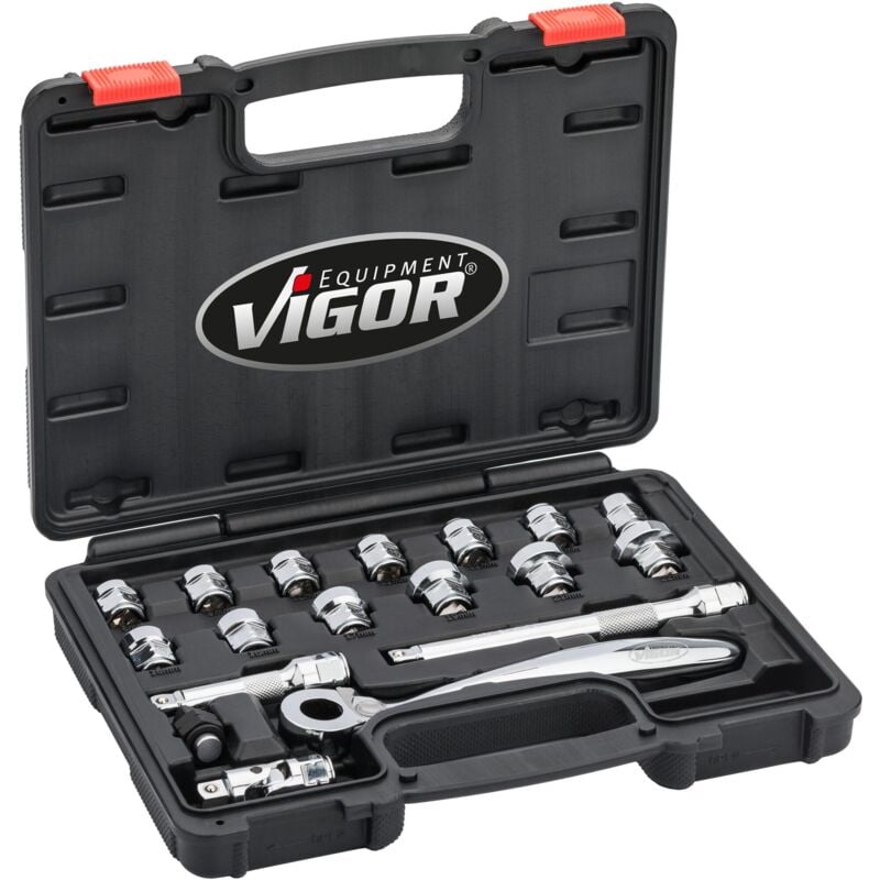 foto del prodotto socket set super flat v6202 attacco quadro, cavo, 3 8 di pollice 10 mm profilo esagonale esterno 8 22 numero utensili 18