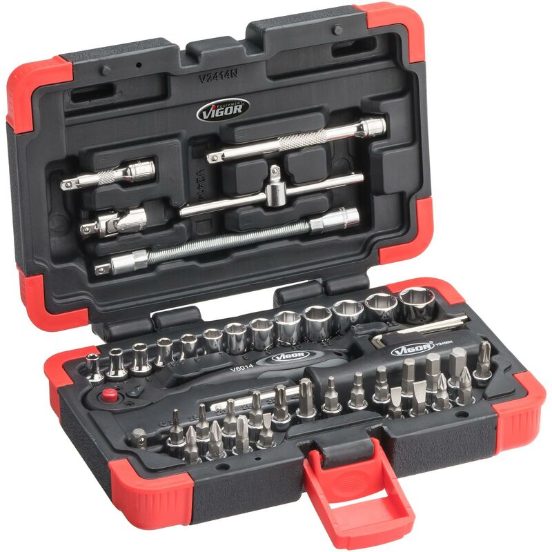 foto del prodotto socket set v2414n attacco quadro, cavo, 1 4 di pollice 6,3 mm profilo esagonale esterno, profilo interno torx , profilo esagonale interno,