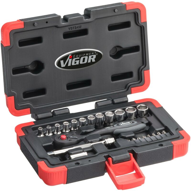 foto del prodotto socket set v3734n attacco quadro, cavo, 1 4 di pollice 6,3 mm profilo esagonale esterno, profilo esagonale interno, profilo interno torx ,