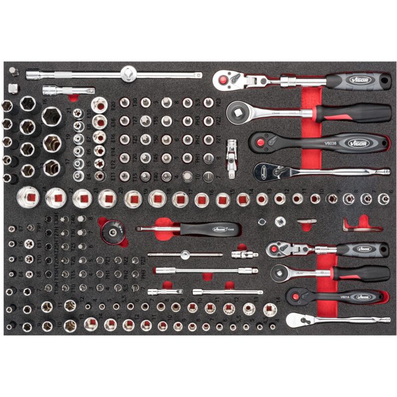 foto del prodotto socket set v6821 l x w x h 563 mm x 393 mm x 35 mm numero utensili 165