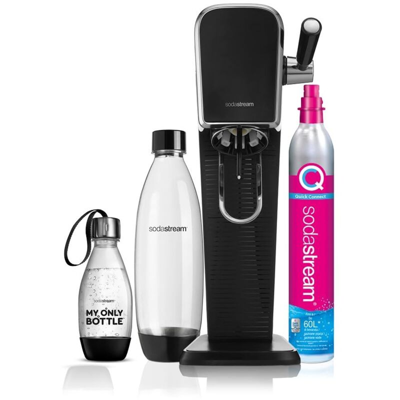 foto del prodotto sodastream art nero, gasatore d acqua per trasformare l acqua in acqua frizzante, incluso cilindro contente co2, 1 bottiglia da un litro, 1
