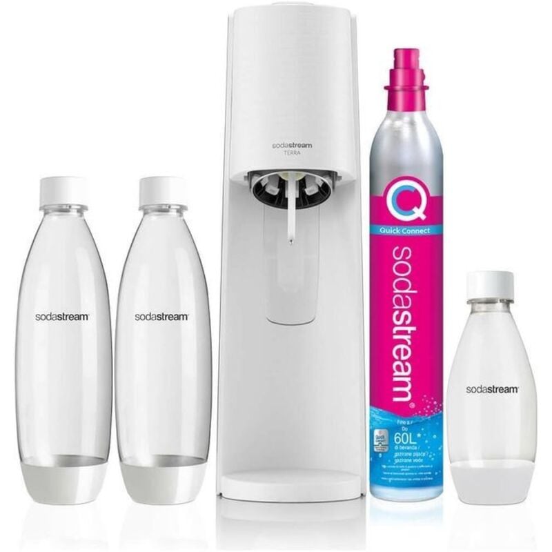 foto del prodotto sodastream soda maker terra megapack qc bianco con 3 bottiglie