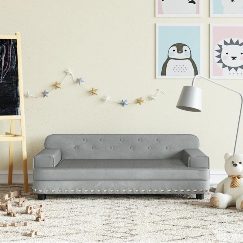 immagine 0 del prodotto sofa divano relax moderno,divano per bambini grigio chiaro 90x53x30 cm in elluto dvb86117