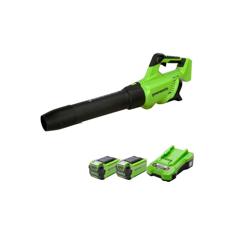foto del prodotto soffiatore 210 km h 40v brushless greenworks 2 batterie 2,0ah caricabatterie gd40abiik2x