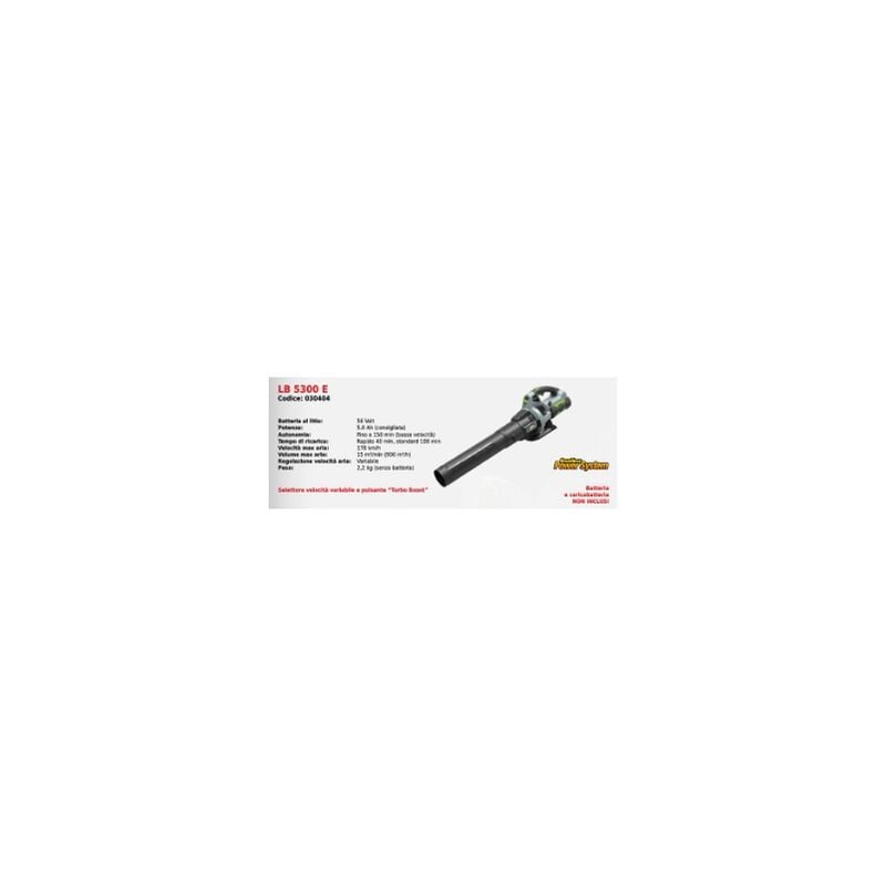 foto del prodotto soffiatore a batteria ego lb 5300 e senza batteria e caricabatterie