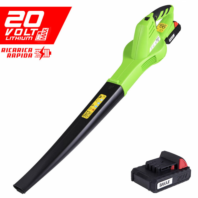 foto del prodotto soffiatore elettrico con batteria litio 20v 2ah ricaricabile per foglie giardino