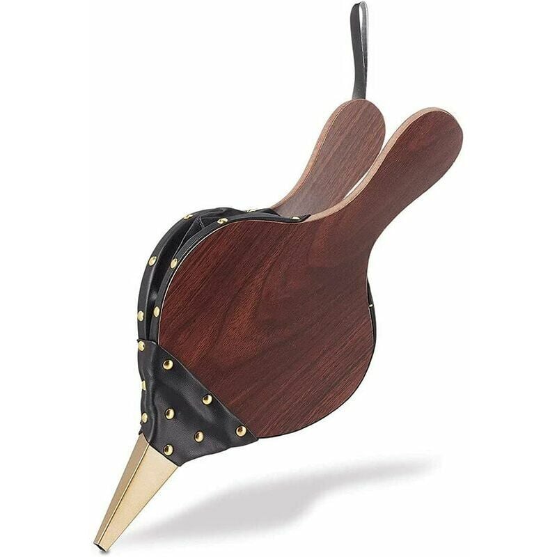foto del prodotto soffiatore in legno, soffiatore per camino, soffiatore manuale per camino, ugello in ghisa a soffietto per camino in legno con cavo per appendere,