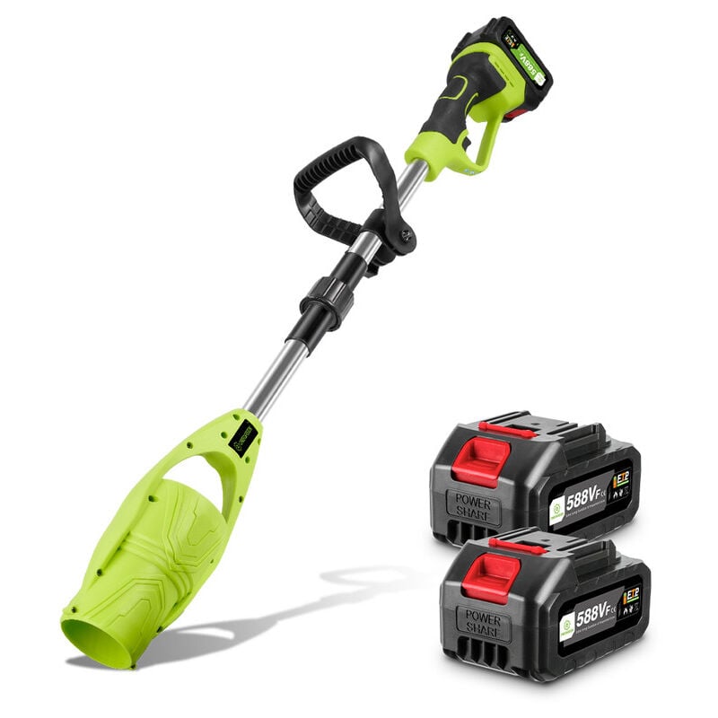 foto del prodotto soffiatore per foglie a batteria 63 m s, soffiatore per foglie a batteria pieghevole per giardini, vialetti, cortili, fornito con 2 batterie e