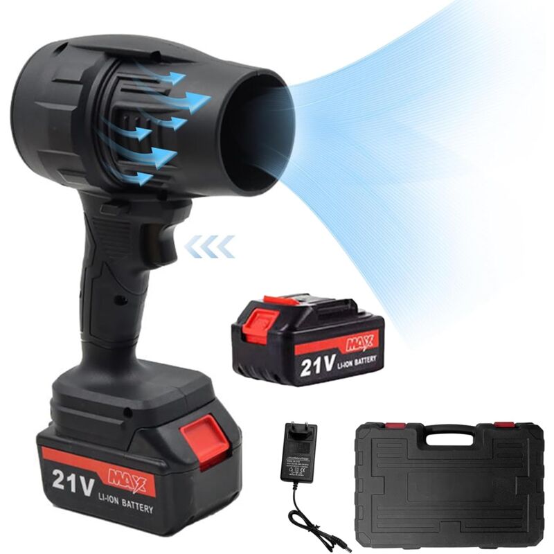 foto del prodotto soffiatore per foglie a batteria con 2 batterie da 21 v ad alta capacit , portatile per asciugatura auto e pulizia patio