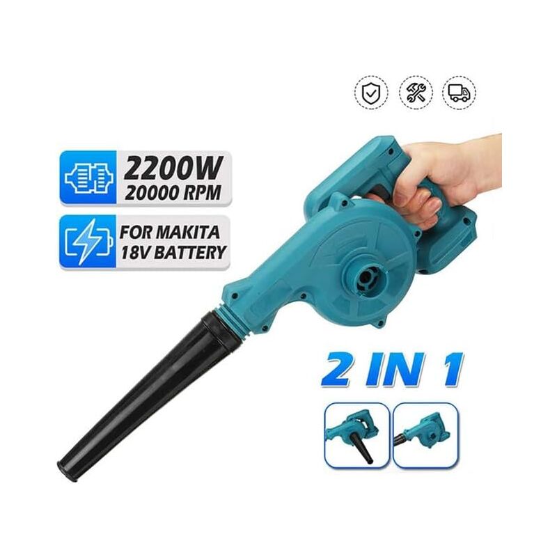 foto del prodotto soffiatore per foglie a batteria da 2200 w, compatibile con batteria makita da 18 v, soffiatore per foglie a batteria, 3,6 m min, per la cura del