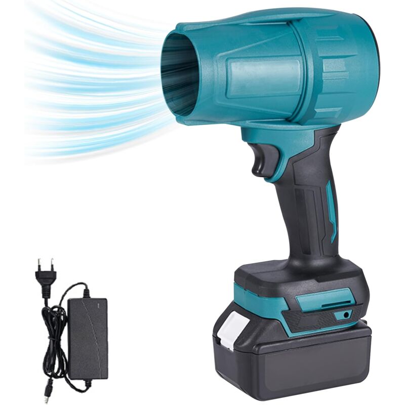 foto del prodotto soffiatore per foglie a batteria, motore brushless, velocit regolabile a 3 velocit , forza di soffiaggio da 1 a 1,2 kg, compatibile con batterie
