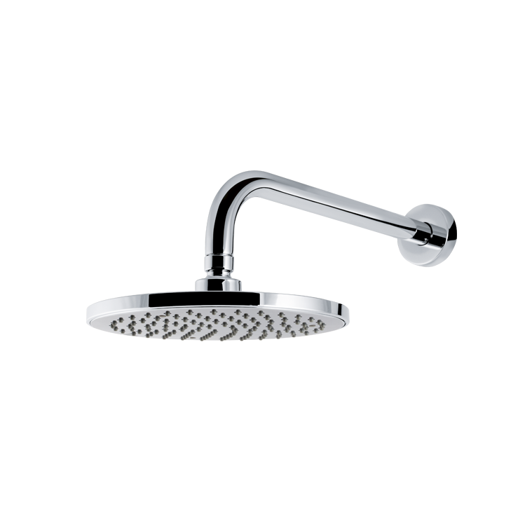 foto del prodotto soffione a parete con braccio cromato vema wellness brass v13200