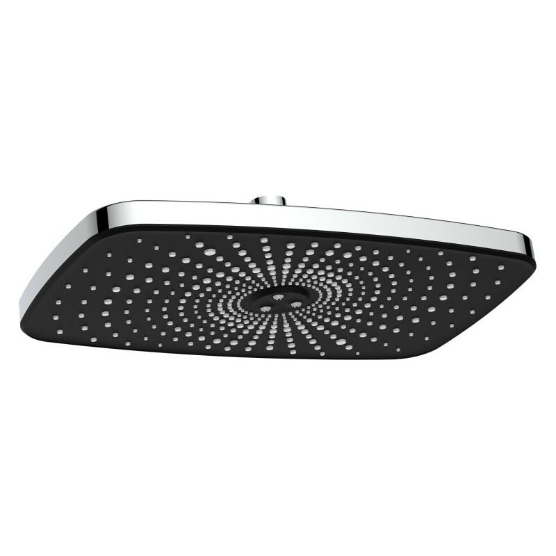 foto del prodotto soffione cromato e nero 30x19 cm 1 getto - serie vortex square