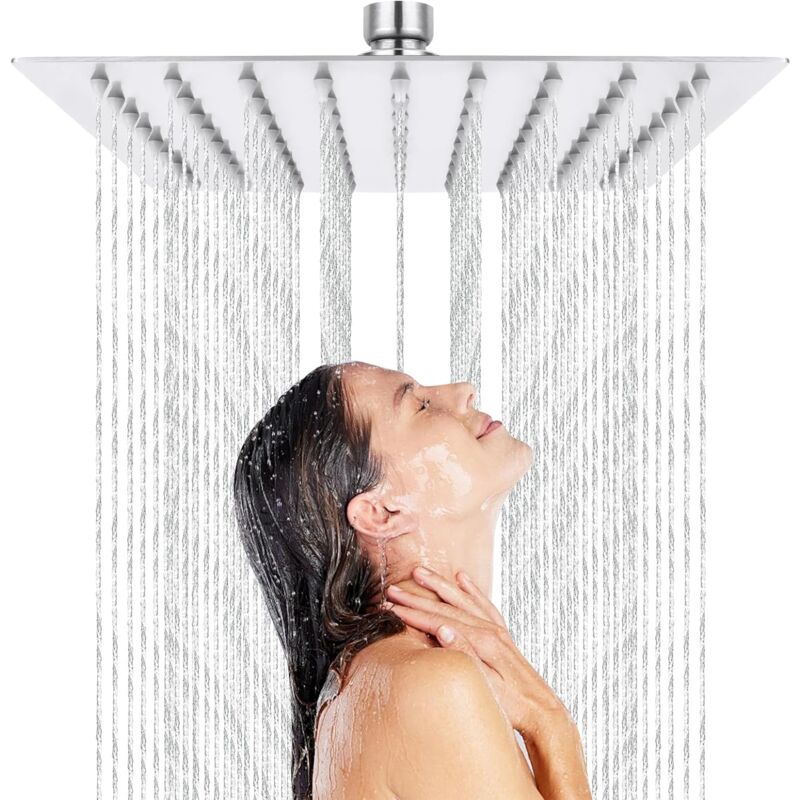 foto del prodotto soffione doccia a pioggia anticalcare quadrato, soffione doccia a pioggia, soffione doccia in acciaio inox e ad alta pressione, soffione doccia