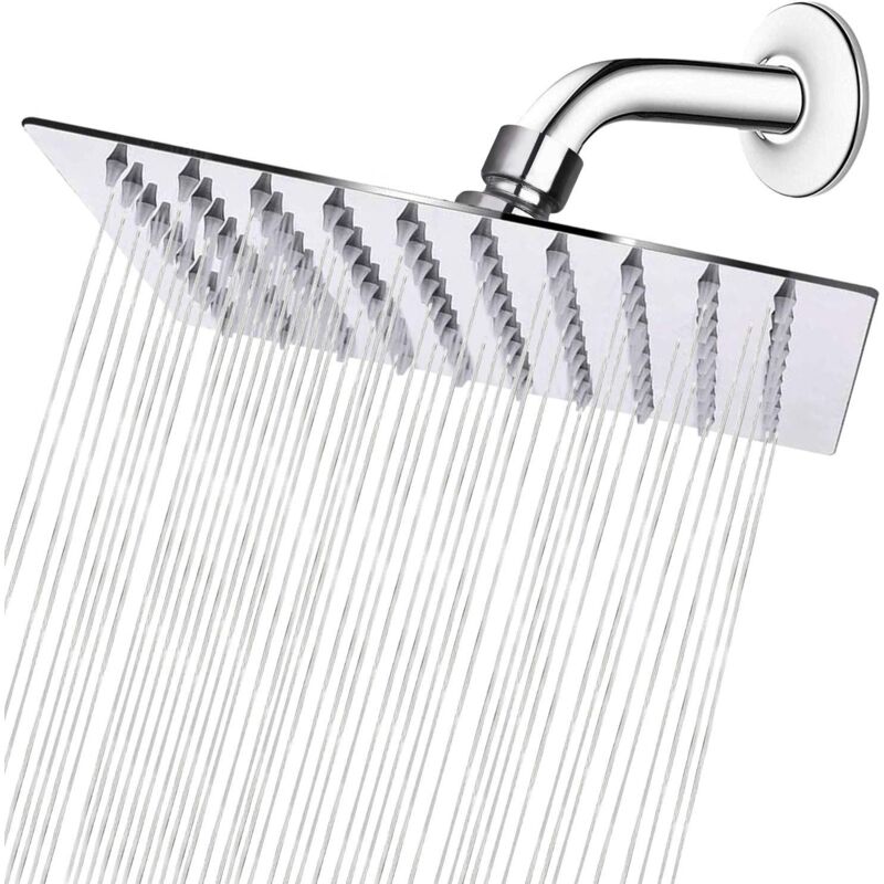 foto del prodotto soffione doccia a pioggia, soffione doccia quadrato ad alto flusso in acciaio inossidabile, design ad alta pressione per un esperienza di doccia