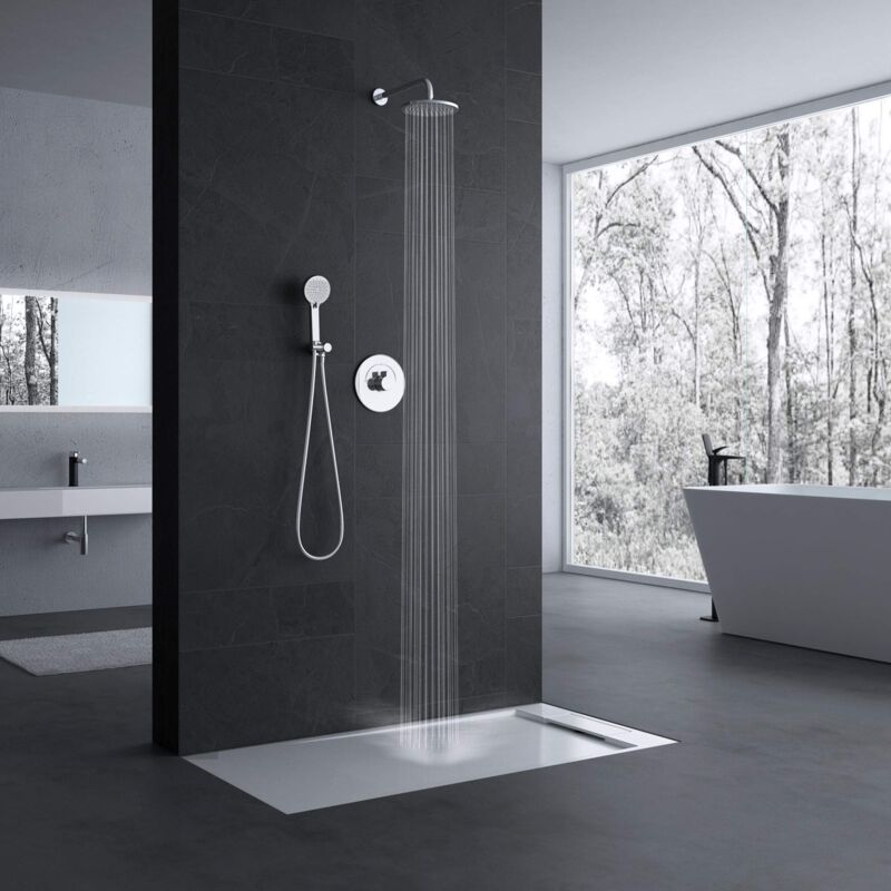 foto del prodotto soffione doccia a pioggia tondo da parete 40cm ,set doccia con doccia a mano e pioggia soffione doccia con 1.5m flessibile doccia doporro