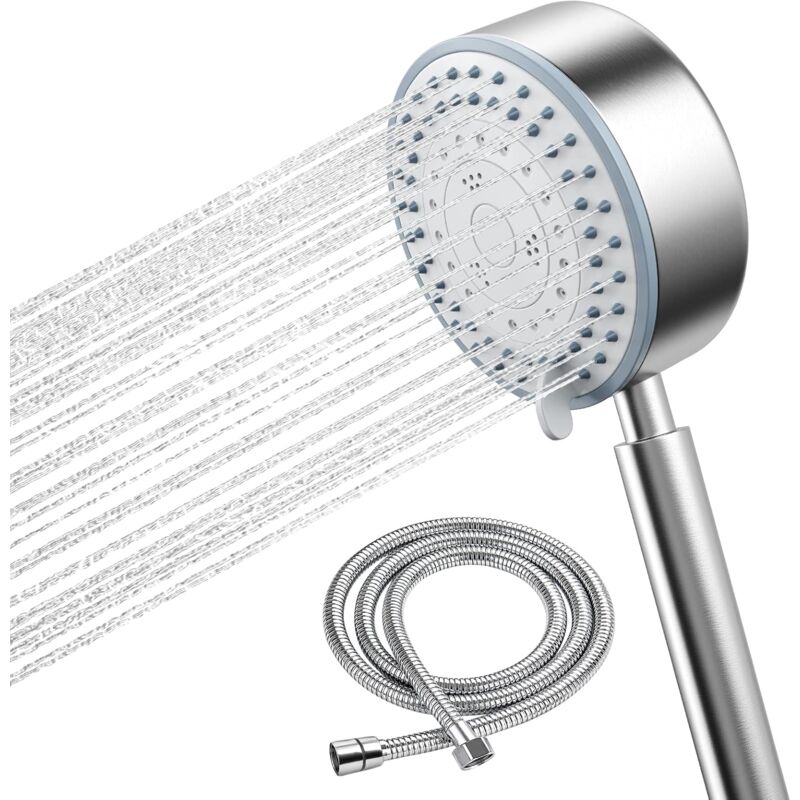foto del prodotto soffione doccia a risparmio idrico con tubo flessibile da 1,5 m alta pressione acciaio inossidabile 304