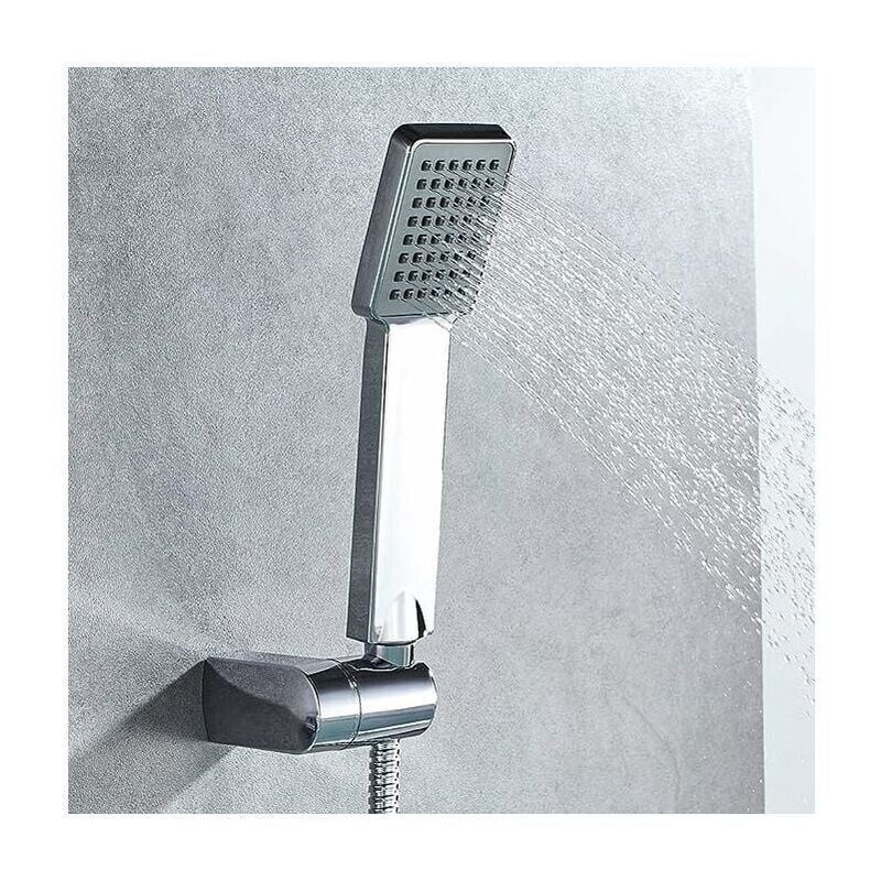 foto del prodotto soffione doccia a risparmio idrico, soffione doccia universale a pressione, facile da installare e pulire, soffione doccia quadrato, cromato