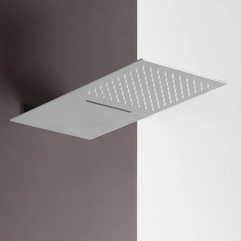 foto del prodotto soffione doccia a sbalzo slim 25x52 cm cromato in acciaio inox con cascata