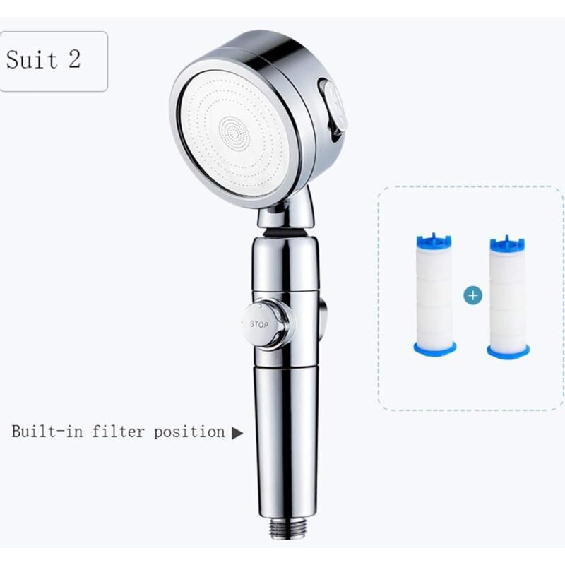 foto del prodotto soffione doccia ad alta pressione a 3 velocit , interruttore a pulsante singolo per soffione doccia, cromato e resistente alla corrosione, con porta