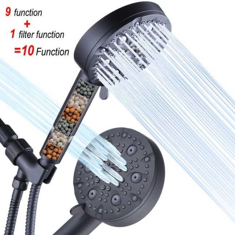 foto del prodotto soffione doccia ad alta pressione con tubo da 1,5 m, soffione doccia anticalcare a risparmio idrico 3 strati di filtrazione ionica, soffione doccia e