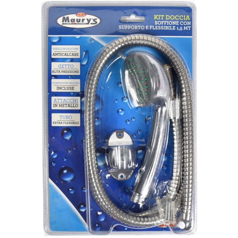 foto del prodotto soffione doccia con supporto e flessibile 150 cm maury s