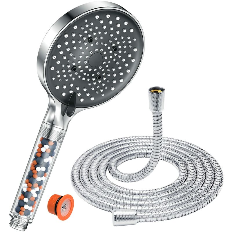 foto del prodotto soffione doccia con tubo 1,6m, soffione doccia con anticalcare, yeaupe pro soffione doccia alta pressione risparmio idrico 7,5l min, soffione doccia