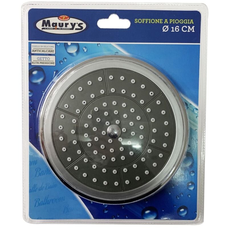 foto del prodotto soffione doccia cromato a pioggia anticalcare 16cm - maury's