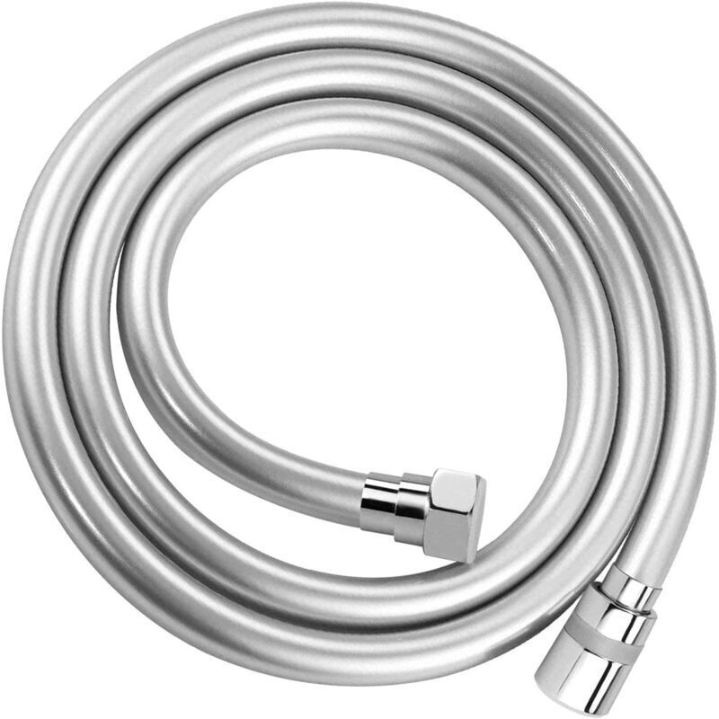 foto del prodotto soffione doccia flessibile antitorsione, tubo doccia da 2 m, gomma, bianco.