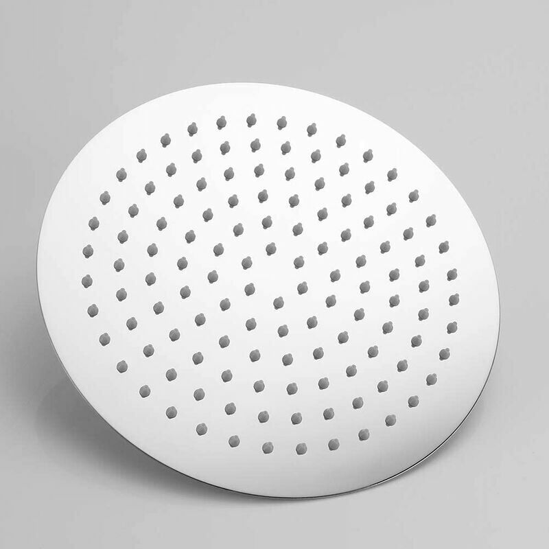 foto del prodotto soffione doccia in acciaio inox doccia a risparmio idrico, soffione doccia rotondo da 20 cm, soffione doccia universale a pioggia con filettatura