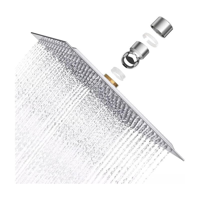 foto del prodotto soffione doccia krobec stronger, quadrato da 8 pollici, acciaio inox aisi304, getto pioggia ultrafine 20 x 20 cm, soffione doccia fisso anticalcare.