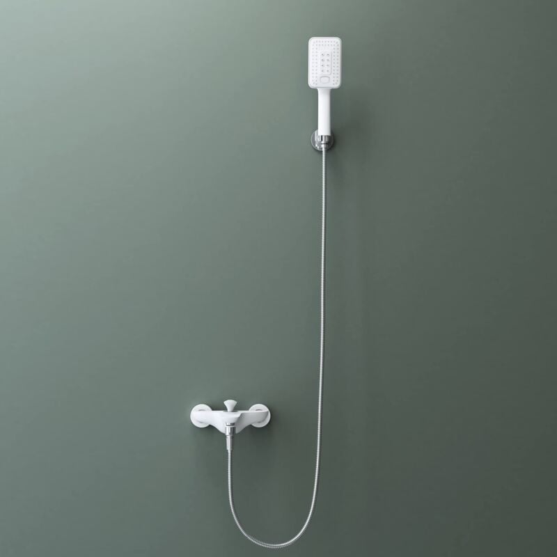 foto del prodotto soffione doccia multifunzionale ad alta pressione, doccetta massaggio risparmio idrico per bagno in 3 getti, bianco doporro
