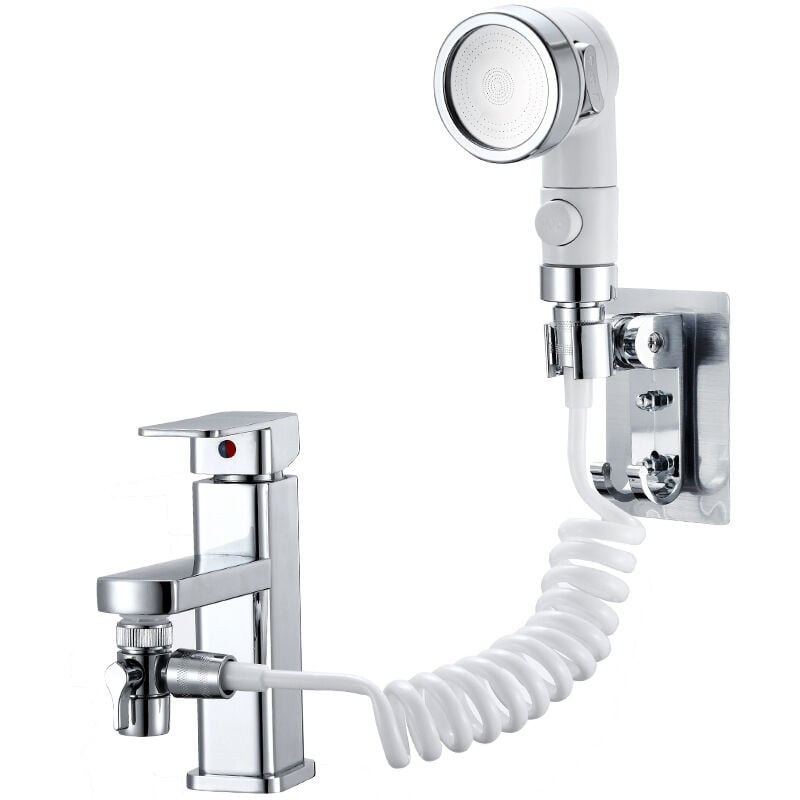 foto del prodotto soffione doccia per lavandino, set doccia regolabile per rubinetto del bagno doccetta con connettore rapido, tubo flessibile staccabile, soffione