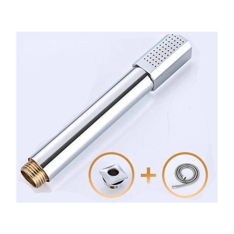 foto del prodotto soffione doccia quadrato, soffione doccia portatile pressurizzato in ottone e acciaio inossidabile, con tubo di ingresso dell acqua