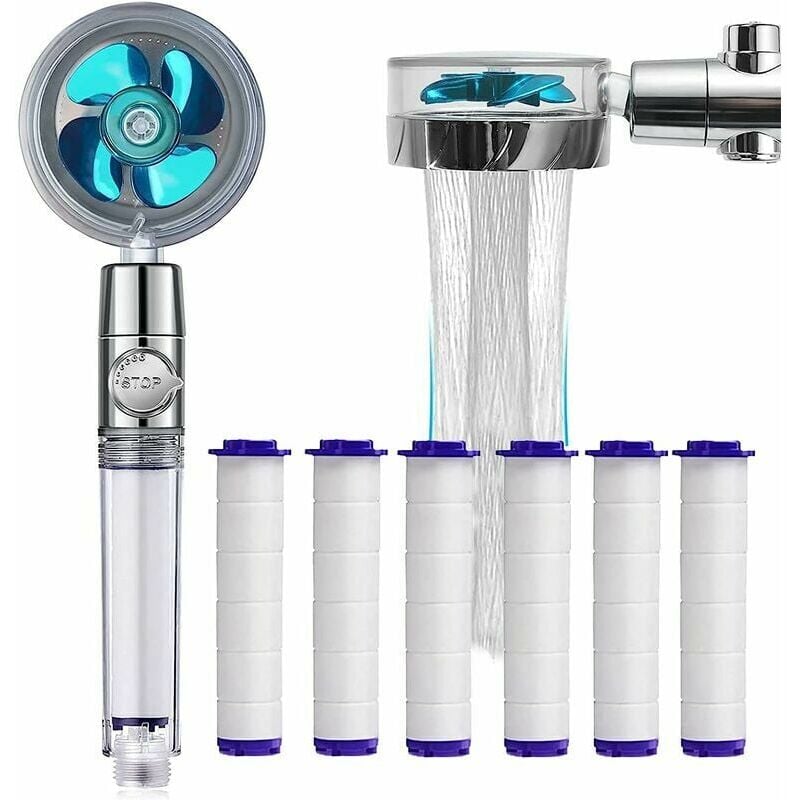foto del prodotto soffione doccia, soffione doccia anticalcare a risparmio idrico, soffione doccia con filtro universale, soffione doccia elicoidale a 360 , con 6