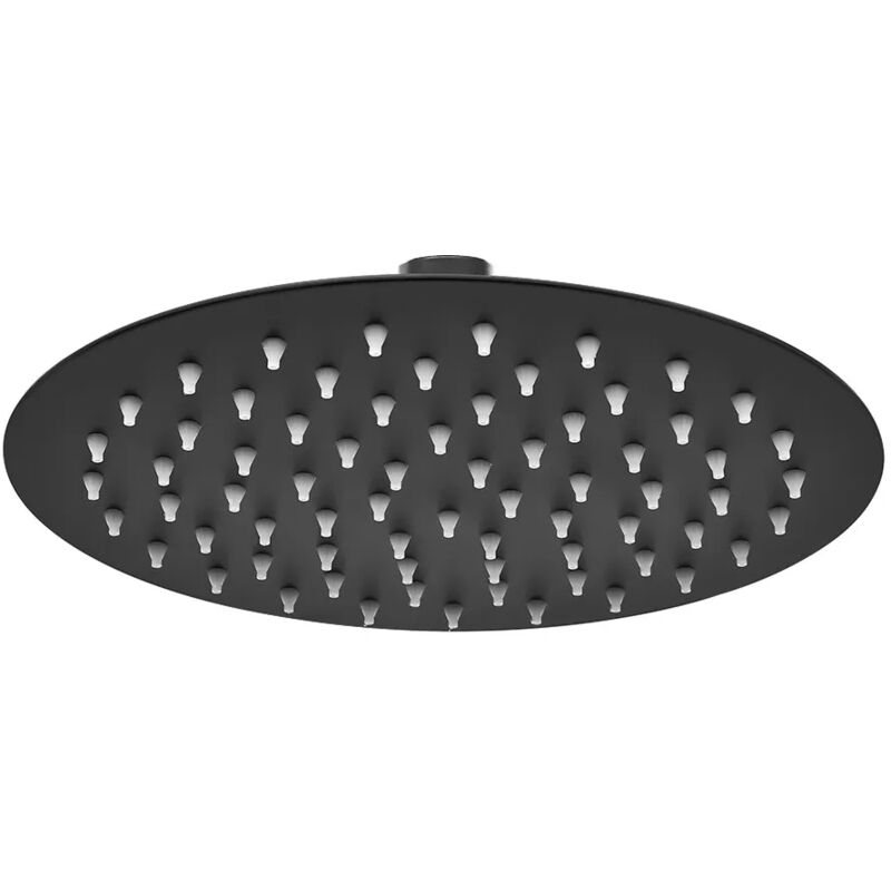 foto del prodotto soffione doccia tondo nero opaco in acciaio inox diametro 25 cm