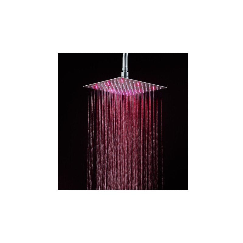 foto del prodotto soffione doccia ultraslim quadrato con led cromoterapia acciaio inox satinato 25x25 cm vegas