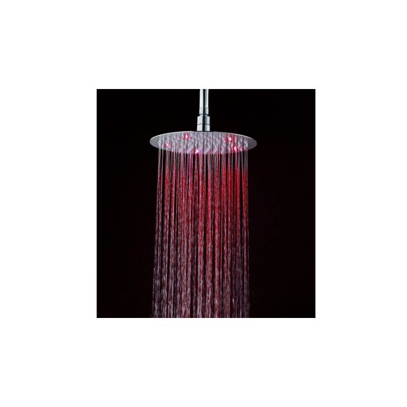 foto del prodotto soffione doccia ultraslim tondo con led cromoterapia acciaio inox satinato d25 cm vegas