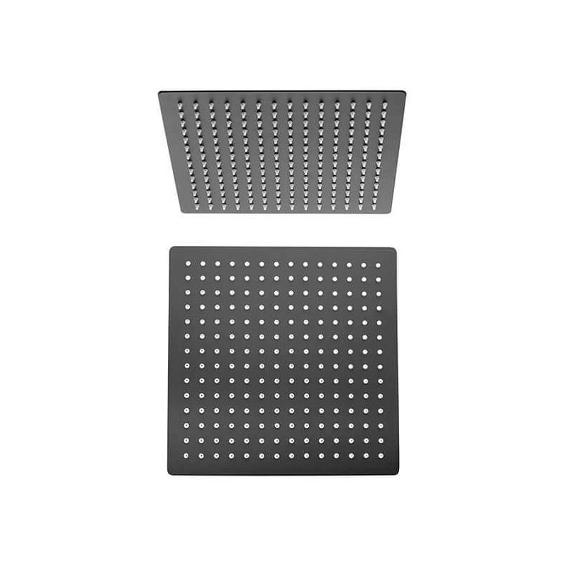 foto del prodotto soffione in acciaio nero opaco ultrapiatto jacuzzi rubinetteria quadrato 20x20 cm