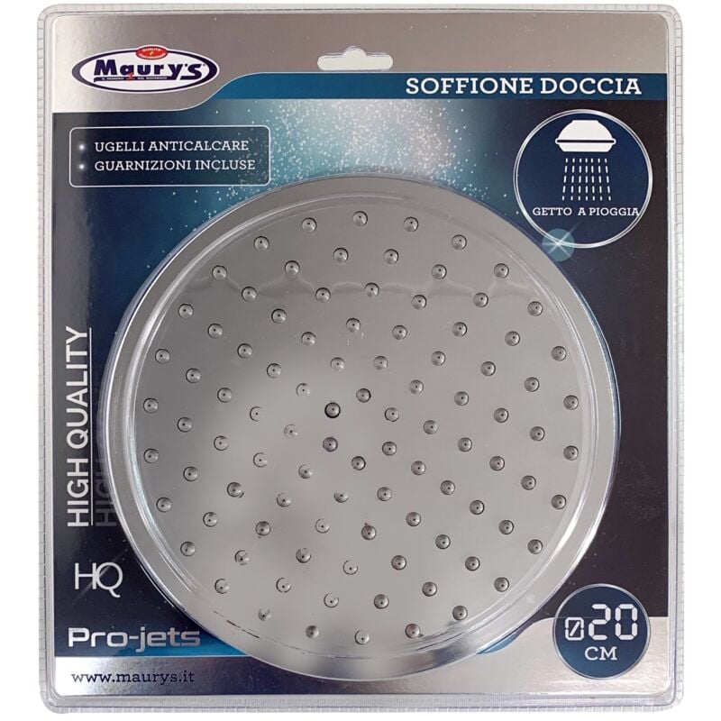 foto del prodotto soffione per doccia a pioggia cromato 20 cm - maury's