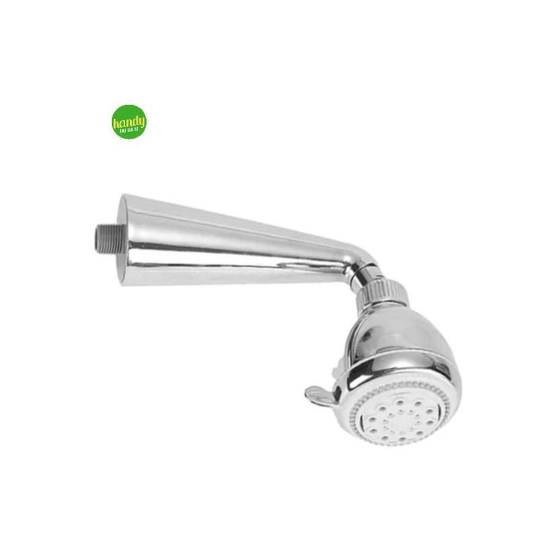 foto del prodotto soffione tondo con braccio ambra bathroom phone 5 funzioni in abs cromato e bianco 1/2 - l. 20 cm x 8,5 cm