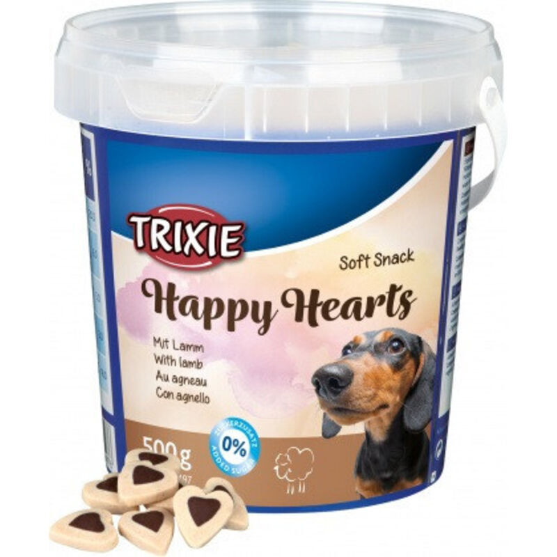 foto del prodotto soft snack happy hearts per cane con agnello da 500g trixie