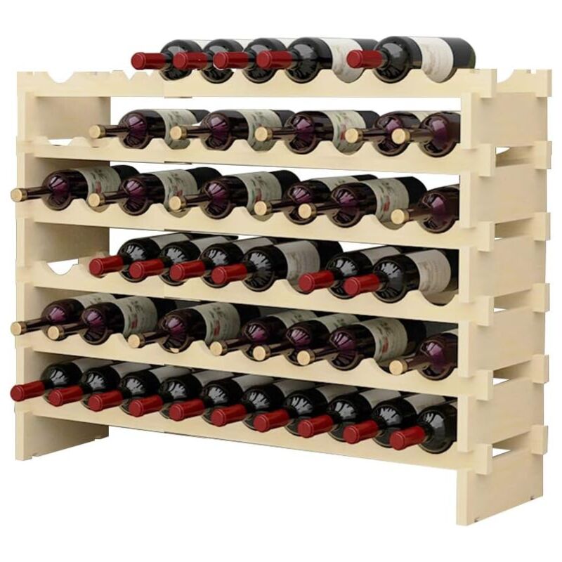 foto del prodotto soges portabottiglie per vino portabottiglie impilabile armadietto per vino a 6 livelli pu contenere 60 bottiglie portabottiglie in legno