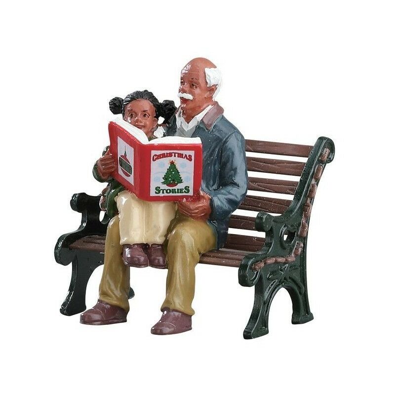 foto del prodotto soggetto nonno e nipote su panchina natale natalizio 72505 lemax