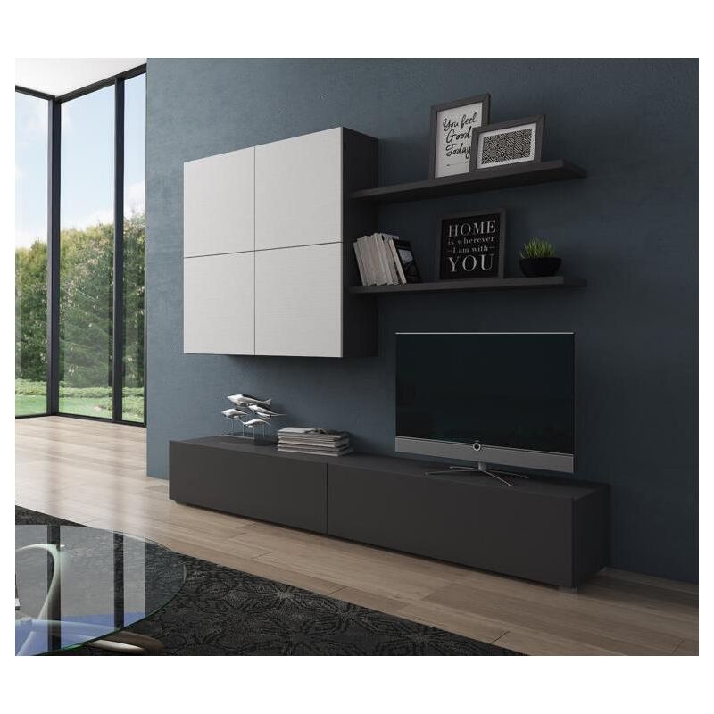 foto del prodotto soggiorno mod. nox graphite e bianco frassinato