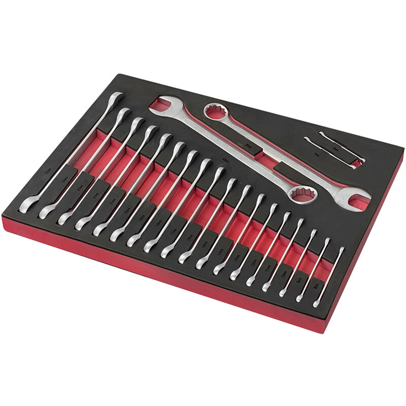 foto del prodotto sogi assortimento di 22 utensili ter 20 chiavi combinate a forchetta e poligonale varie misure cromo vanadio