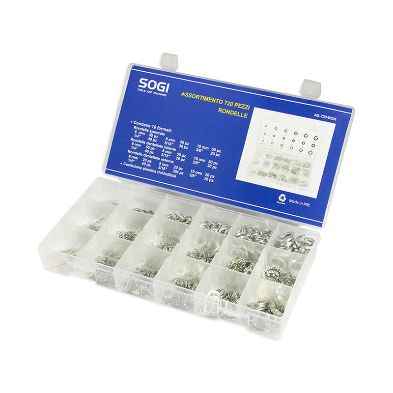 foto del prodotto sogi assortimento set serie di 720 rondelle acciaio metriche e pollici as 720 ron