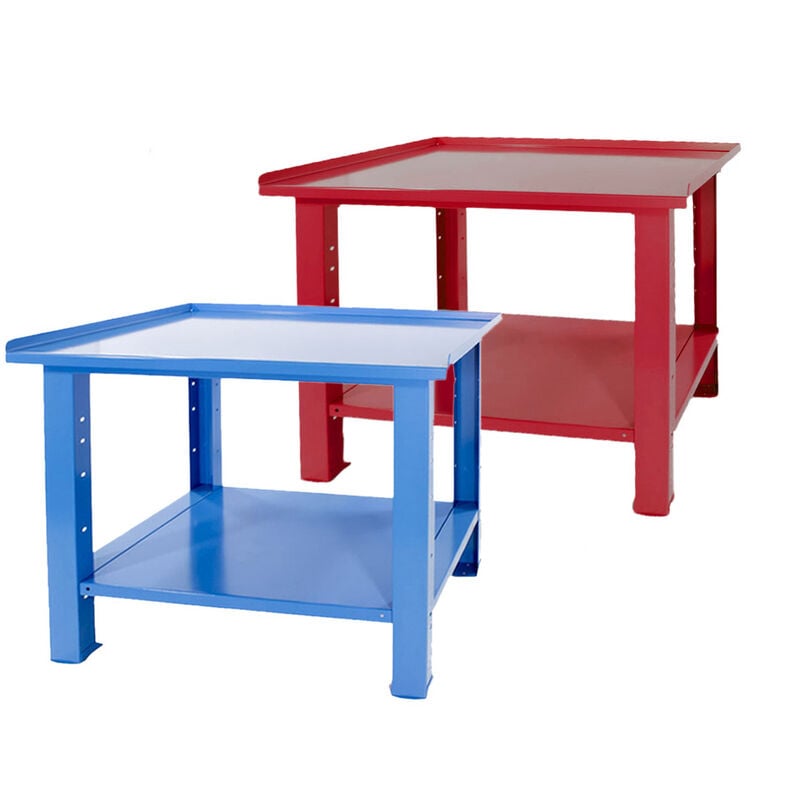 foto del prodotto sogi banco da lavoro 1 metro con piano in acciaio portata 1000 kg blu rosso, colorerosso